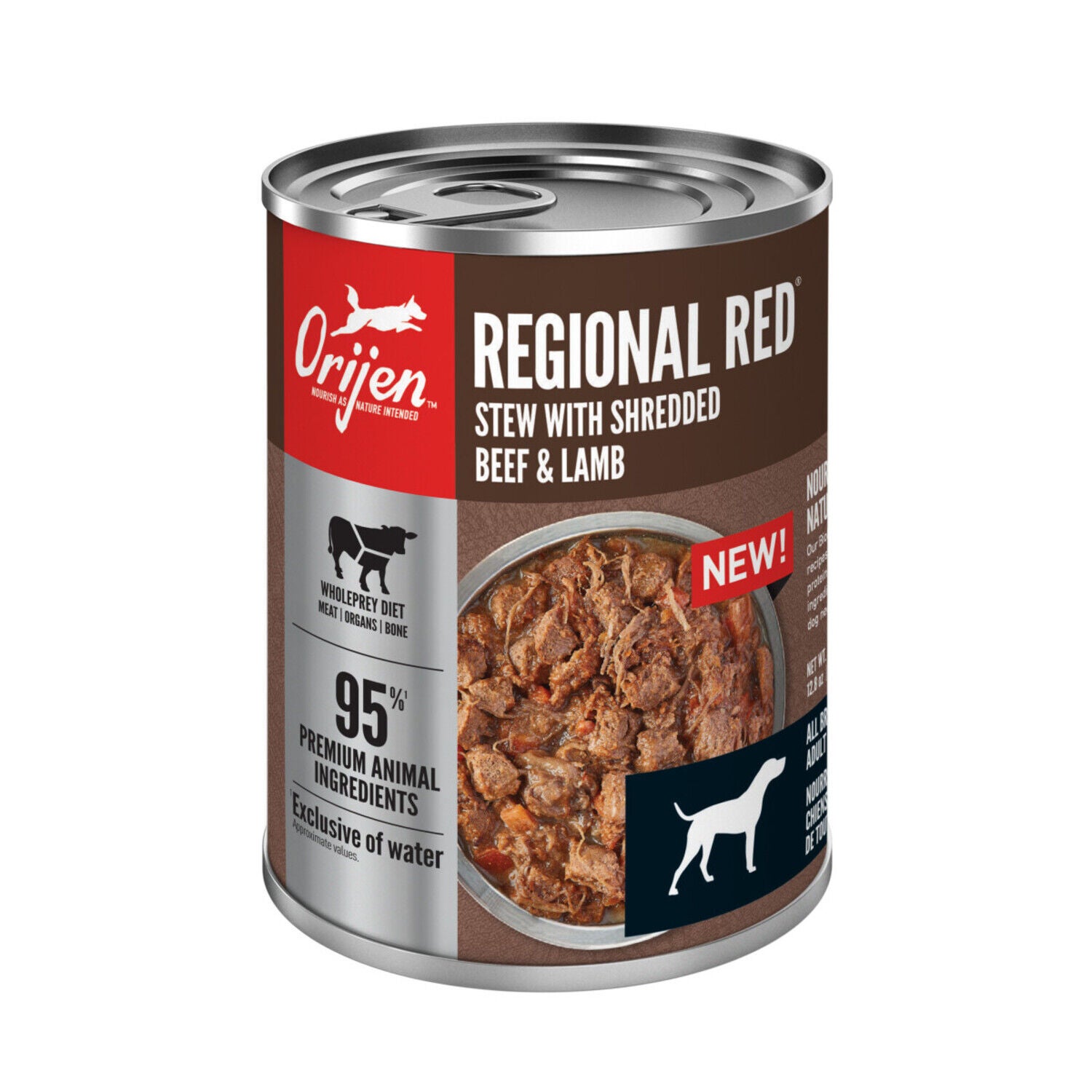 Orijen Real Meat Shreds Wet Dog Food, Regional Red Stew Recipe 12-Pack - 12.8-Oz Cans