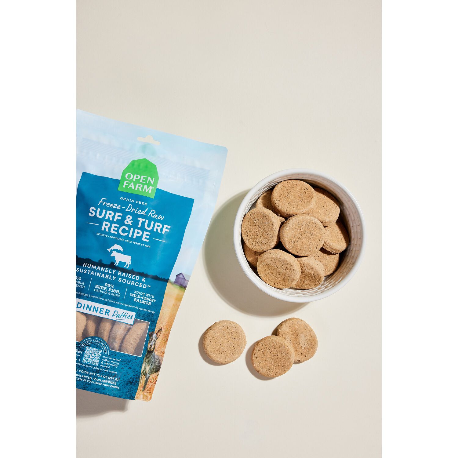 Open Farm Freeze Dried Raw Dog Food Patties Surf & Turf Recipe, 10.5Oz