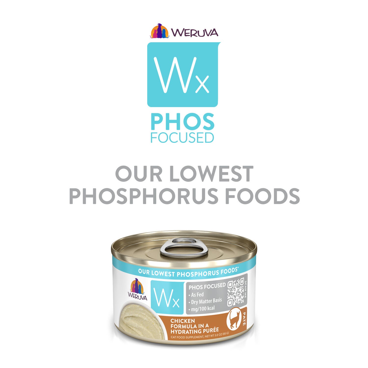 Weruva Wx Phos Focused Chicken Formula In A Hydrating Pur&eacute;e Wet Cat Food, 3-Oz Can Pack Of 12