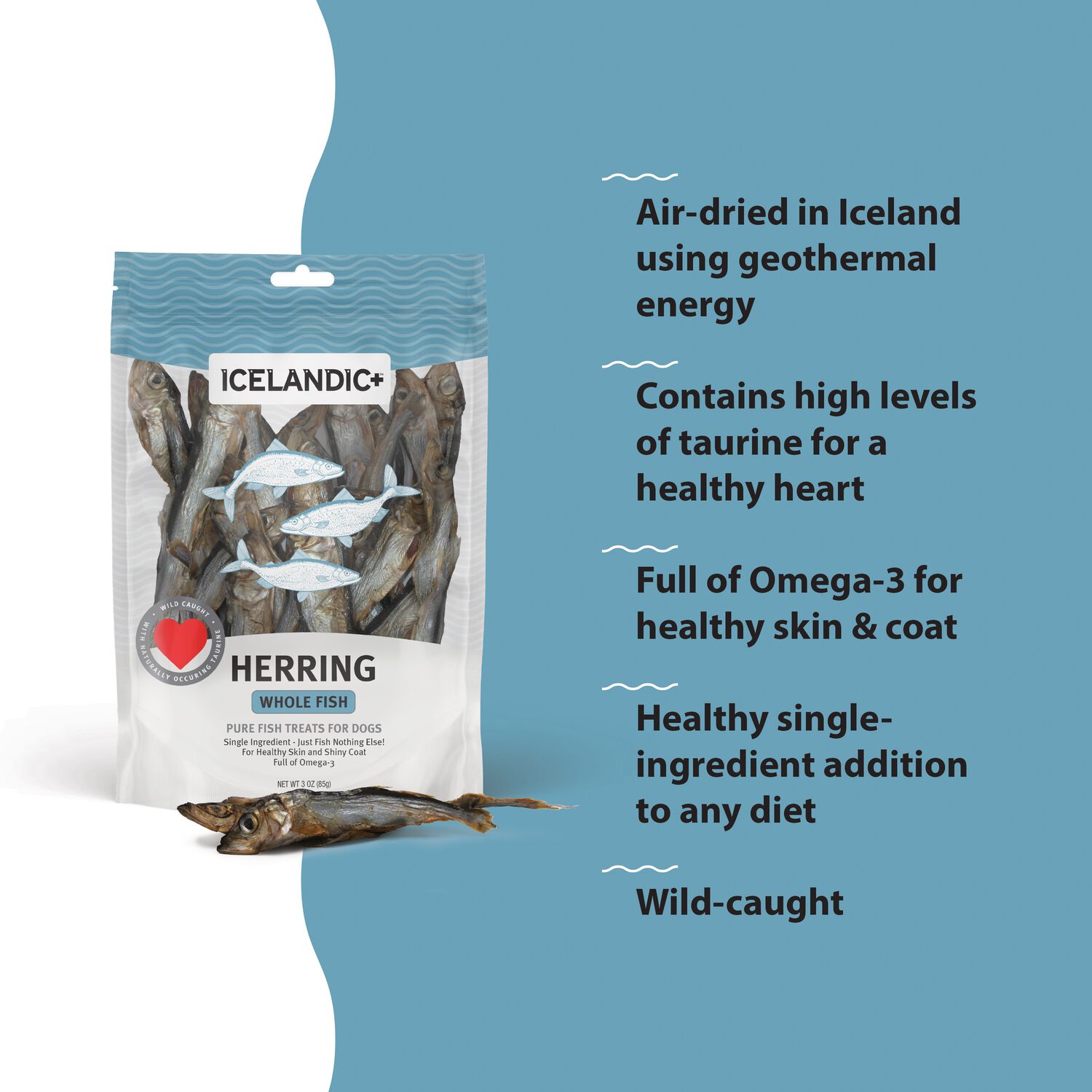 Icelandic+ Herring Whole Fish Single-Ingredient Dog Treats, 3-Oz.