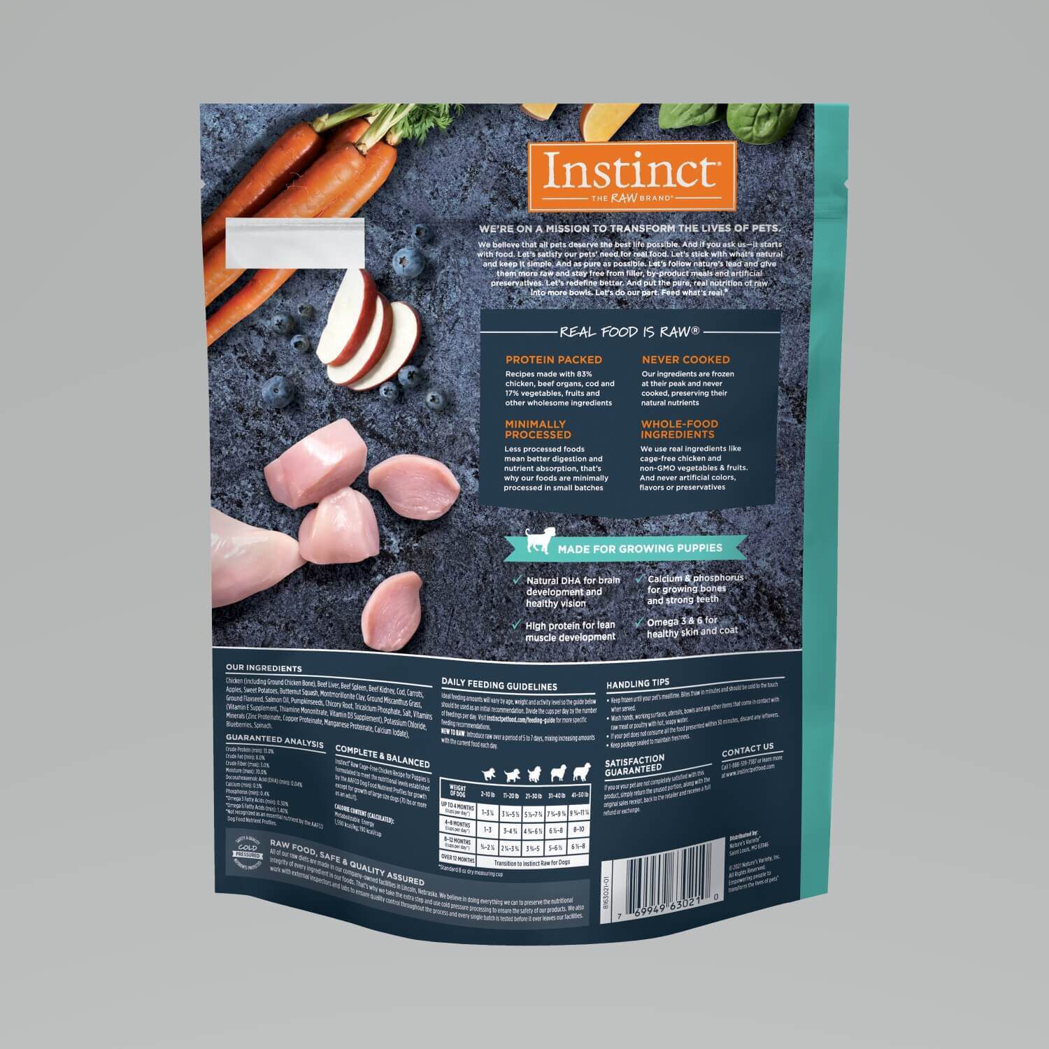 Instinct Frozen Raw Bites Puppy Grain Free Cage Free Chicken Recipe Dog Food