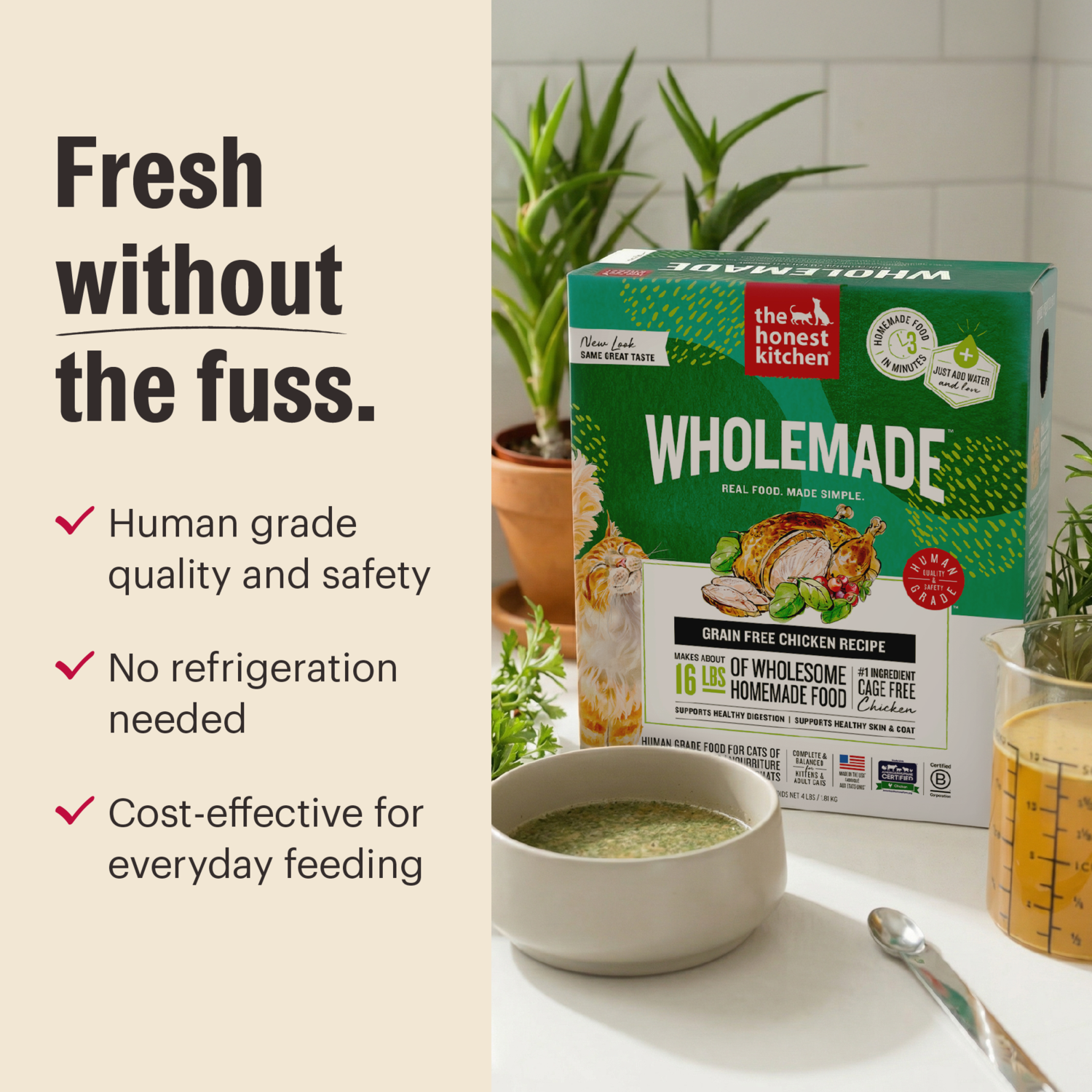 The Honest Kitchen Wholemade Grain Free Chicken & Fish Recipe Dehydrated Cat Food, 4-Lb Bag