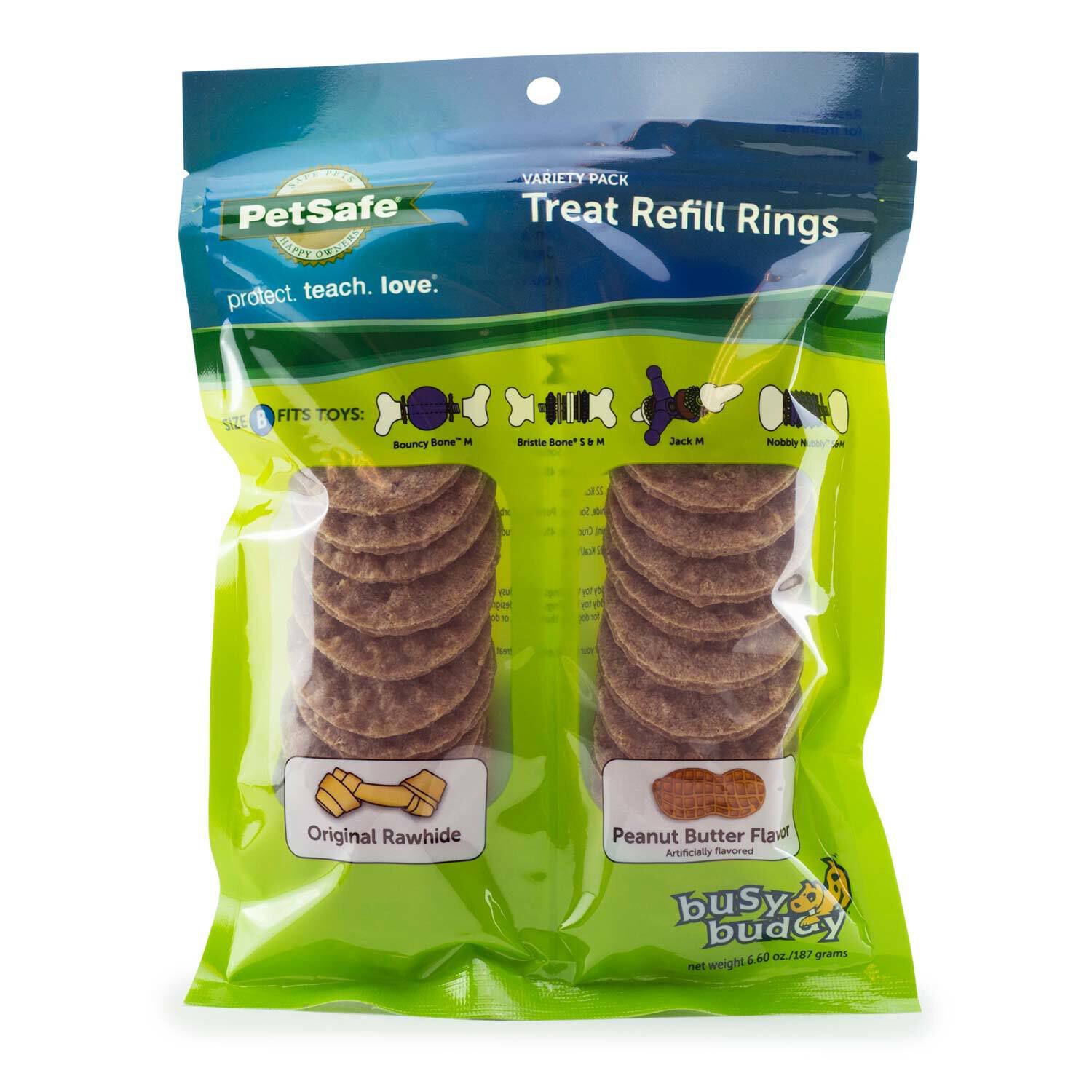 pantoffel radium hoekpunt Busy Buddy Rawhide Treat Rings, Variety Pack