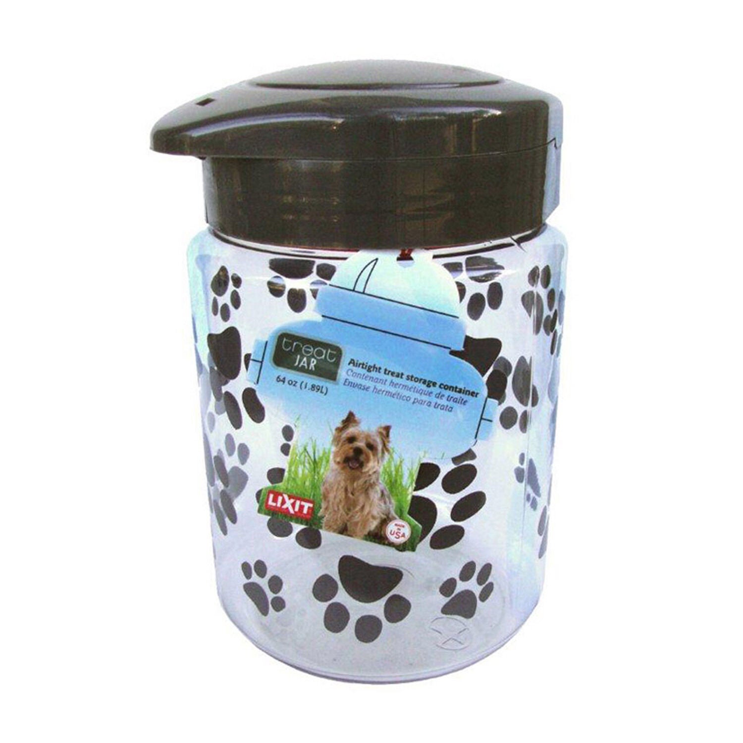 Lixit Dog Treat Jar Container, Grey & Clear, Medium