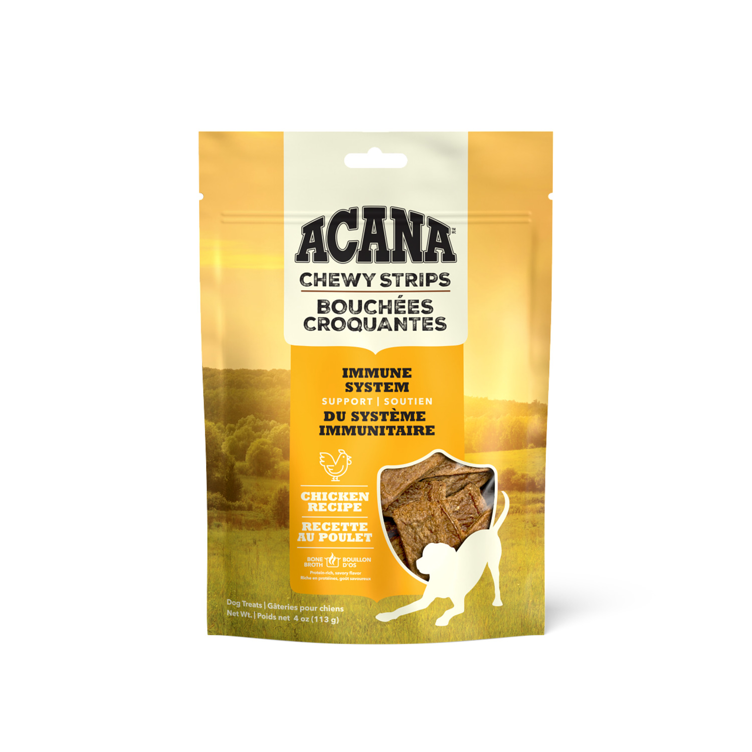 Acana Chewy Strips Immune System Support Dog Treats, Chicken Recipe, 4-Oz