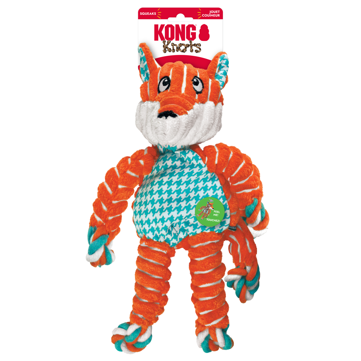 Kong Floppy Knots Fox Plush Rope & Tug Dog Toy, Extra Small, 4"