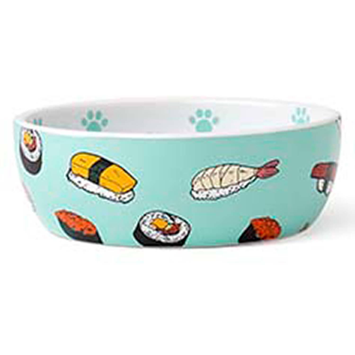 Petrageous Sushi Time Stonewear Cat Bowl