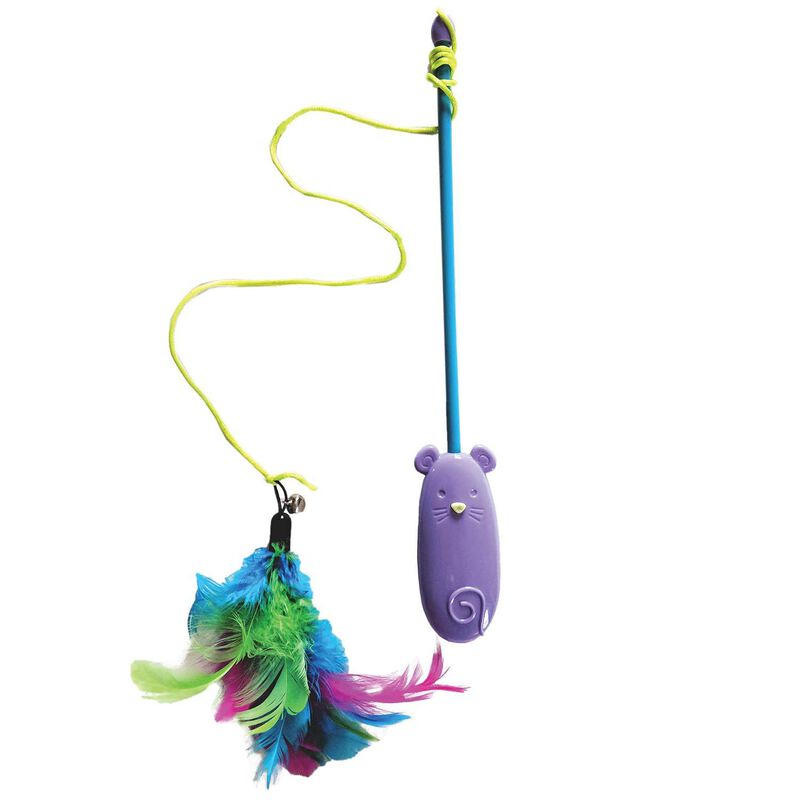 Spot Laser & Feather Teaser Wand Cat Toy