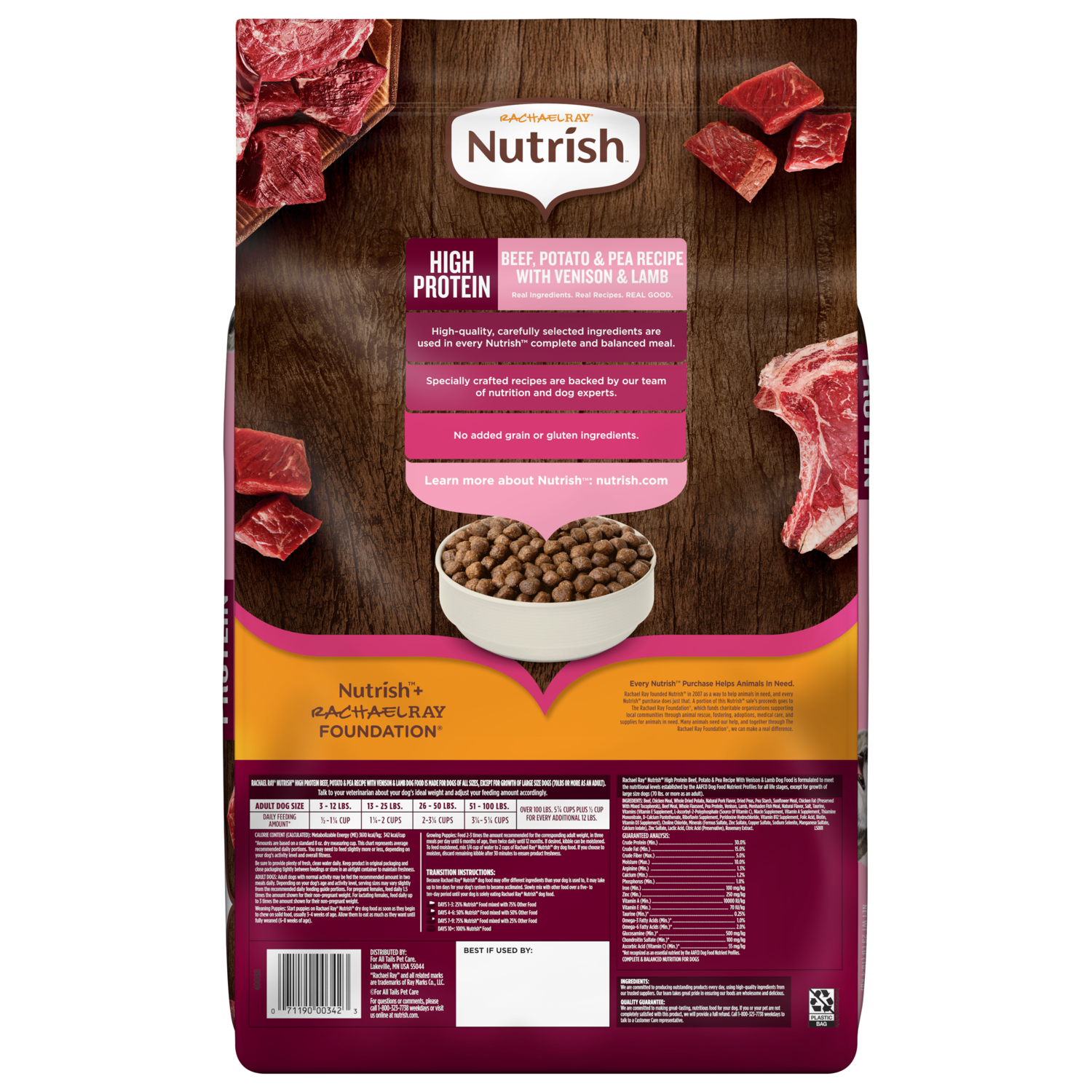Rachael Ray&reg; Nutrish&trade; High Protein Dry Dog Food, Beef  Potato & Peas Recipe With Venison & Lamb, 23-Lb Bag
