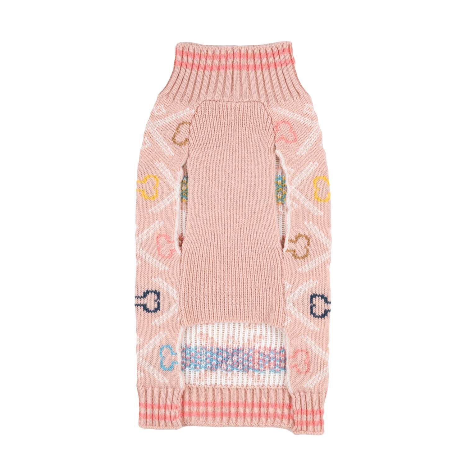 Simply Dog Bones On Pink Argyle Fall Dog Sweater