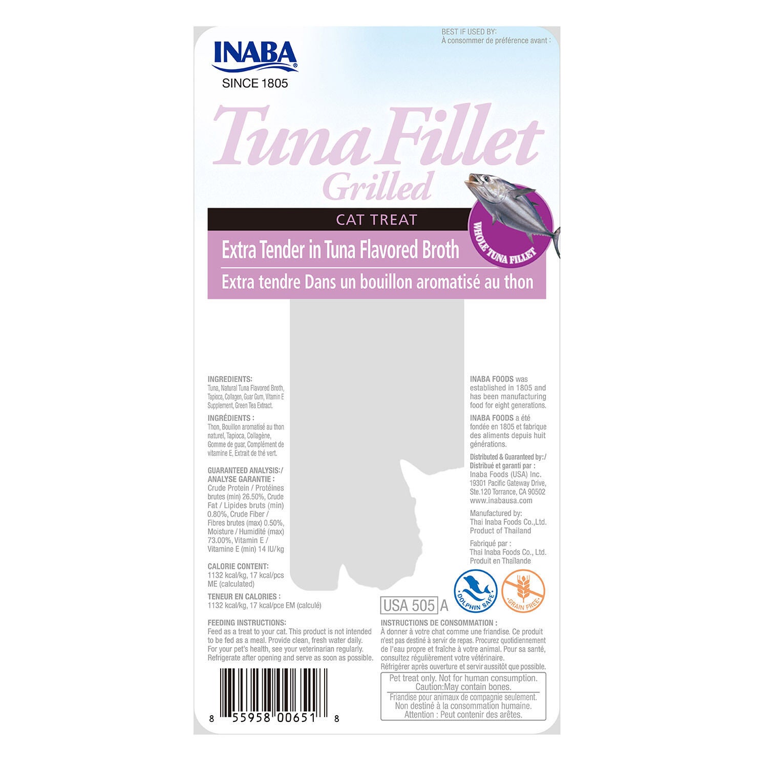 Inaba Grilled Tuna Fillet Extra Tender In Tuna Flavored Broth Cat Treat