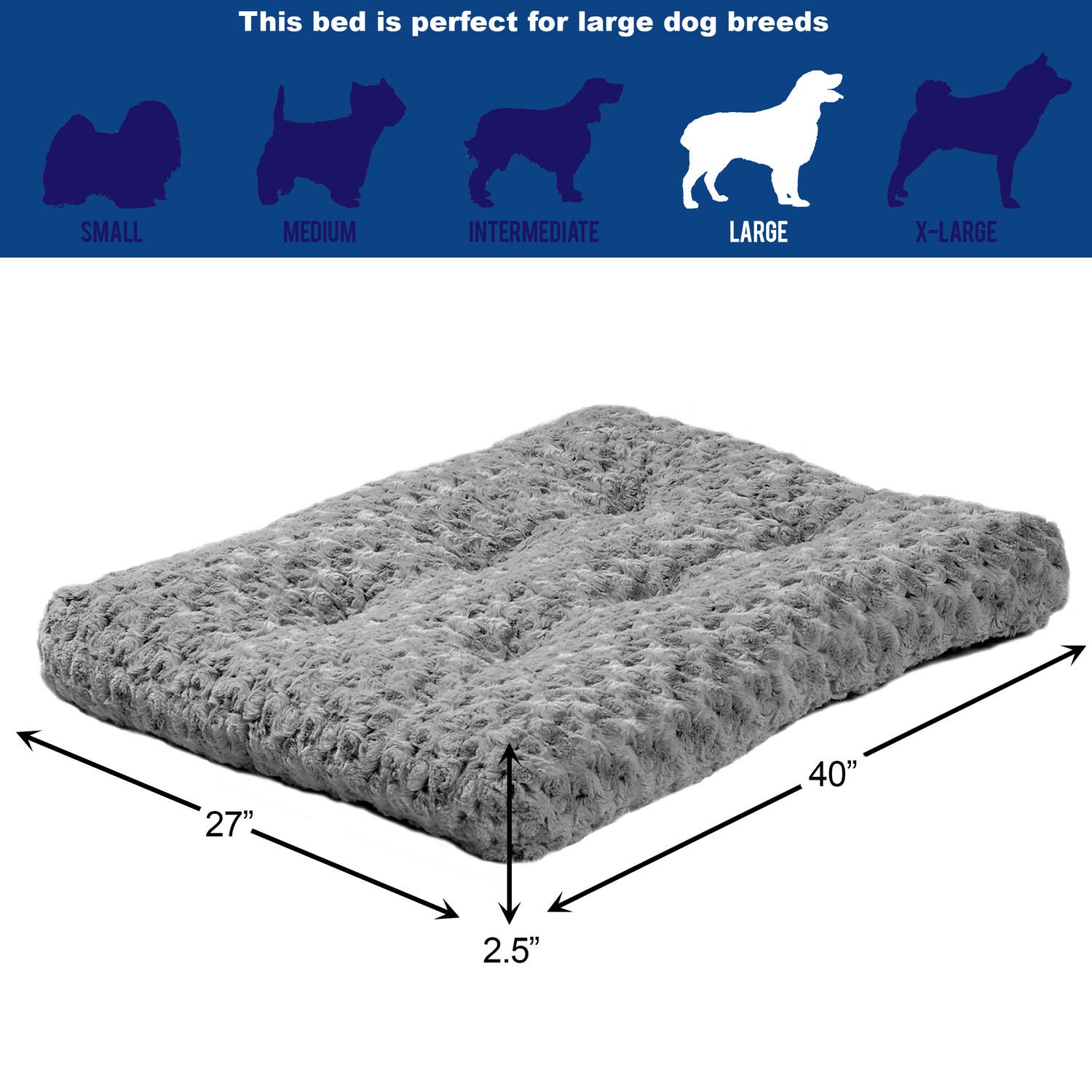 Midwest Quiet Time Ombre Gray Swirl Fur Dog Bed, 48"