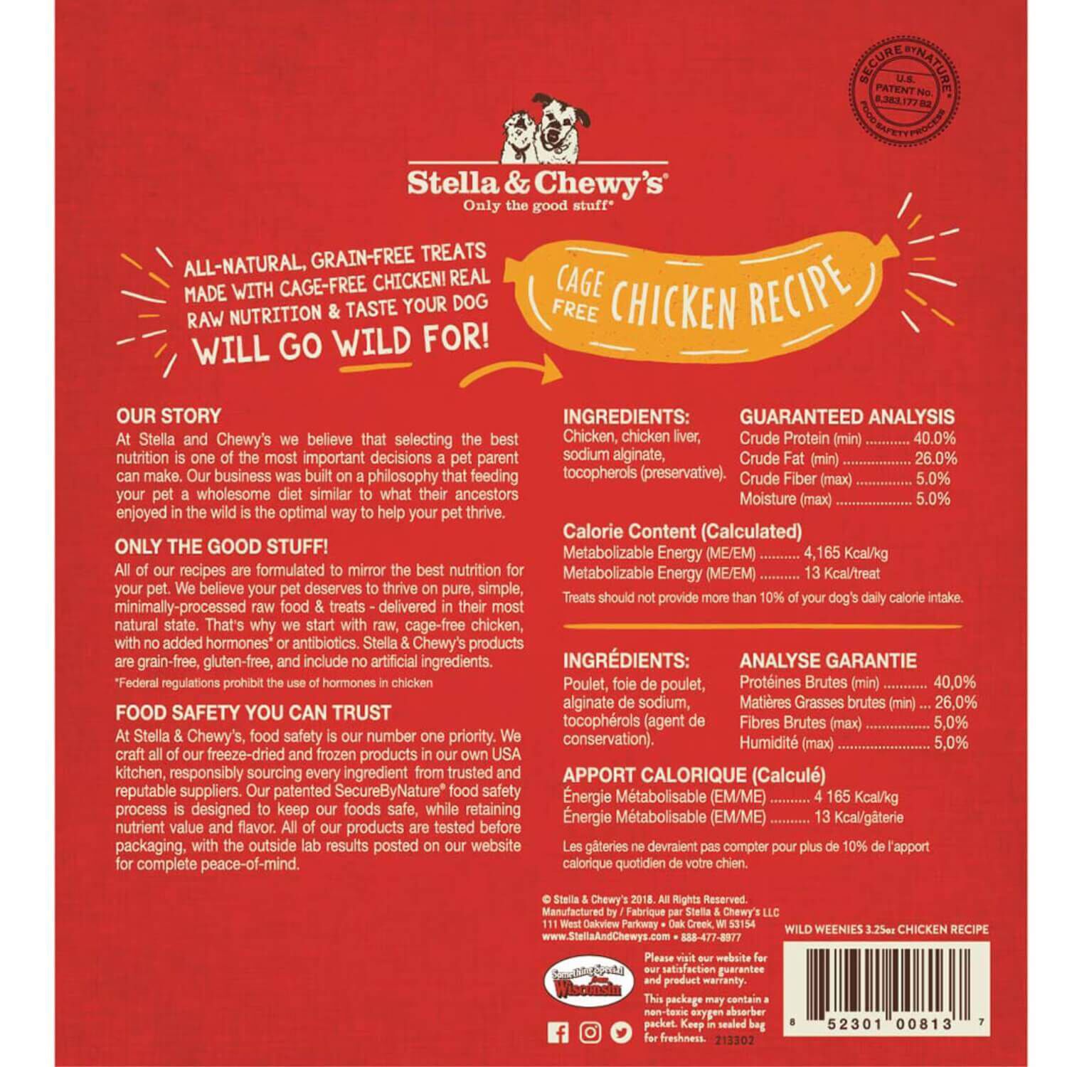Stella & Chewy's Wild Weenies Freeze Dried Grain Free Dog Treats, Cage Free Chicken Recipe, 11.5-Lb Bag