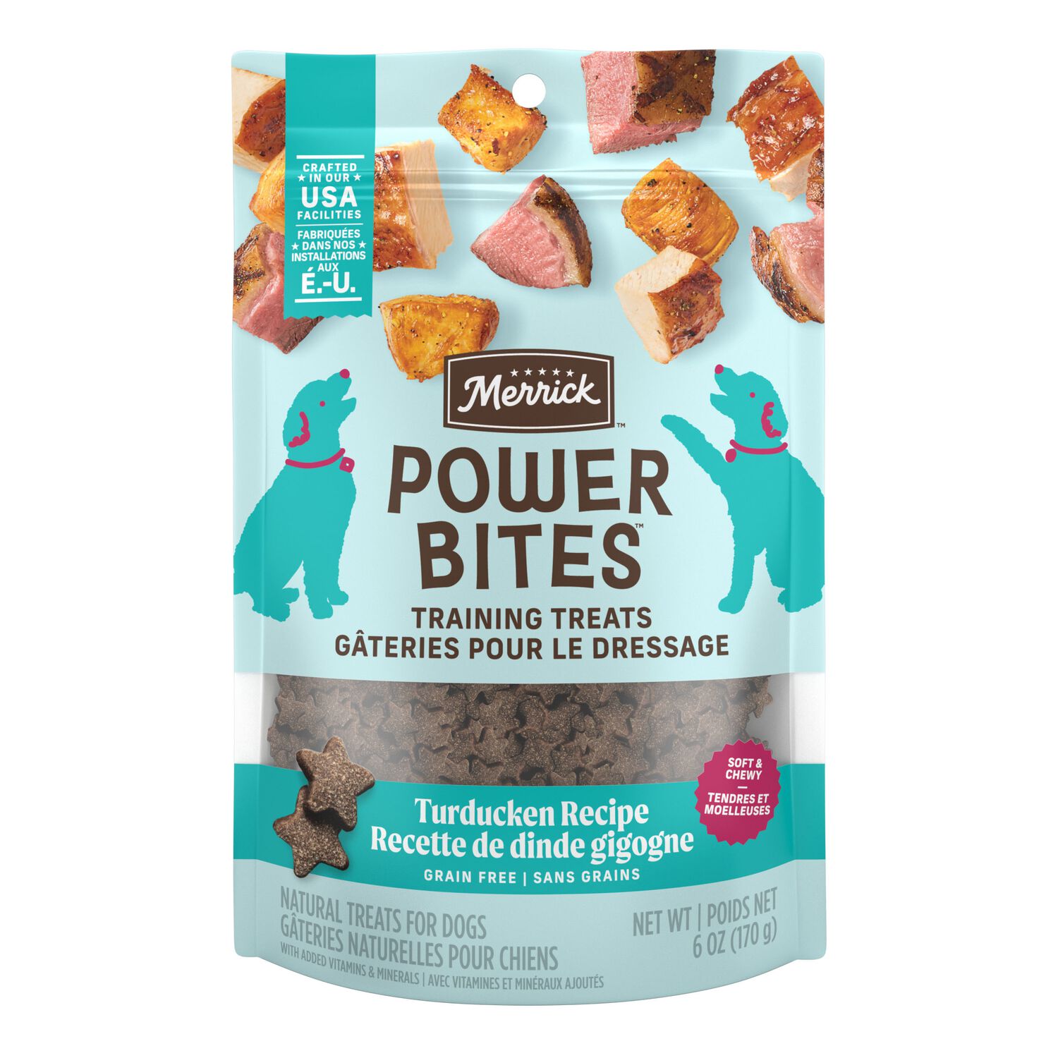 Merrick Power Bites Turducken Recipe Soft And Chewy  Dog Treats, 6-Oz Bag