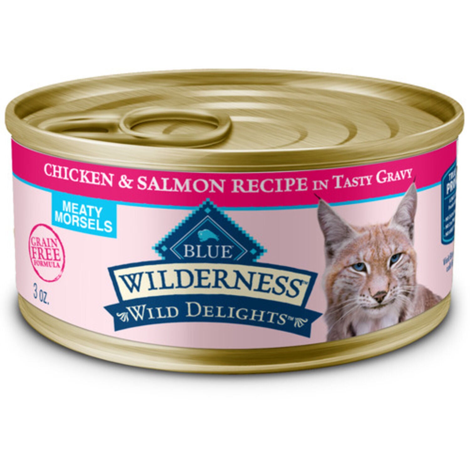 Blue Buffalo Wilderness Wild Delights Adult Wet Cat Food, Chicken & Salmon Meaty Morsels, 3-Oz