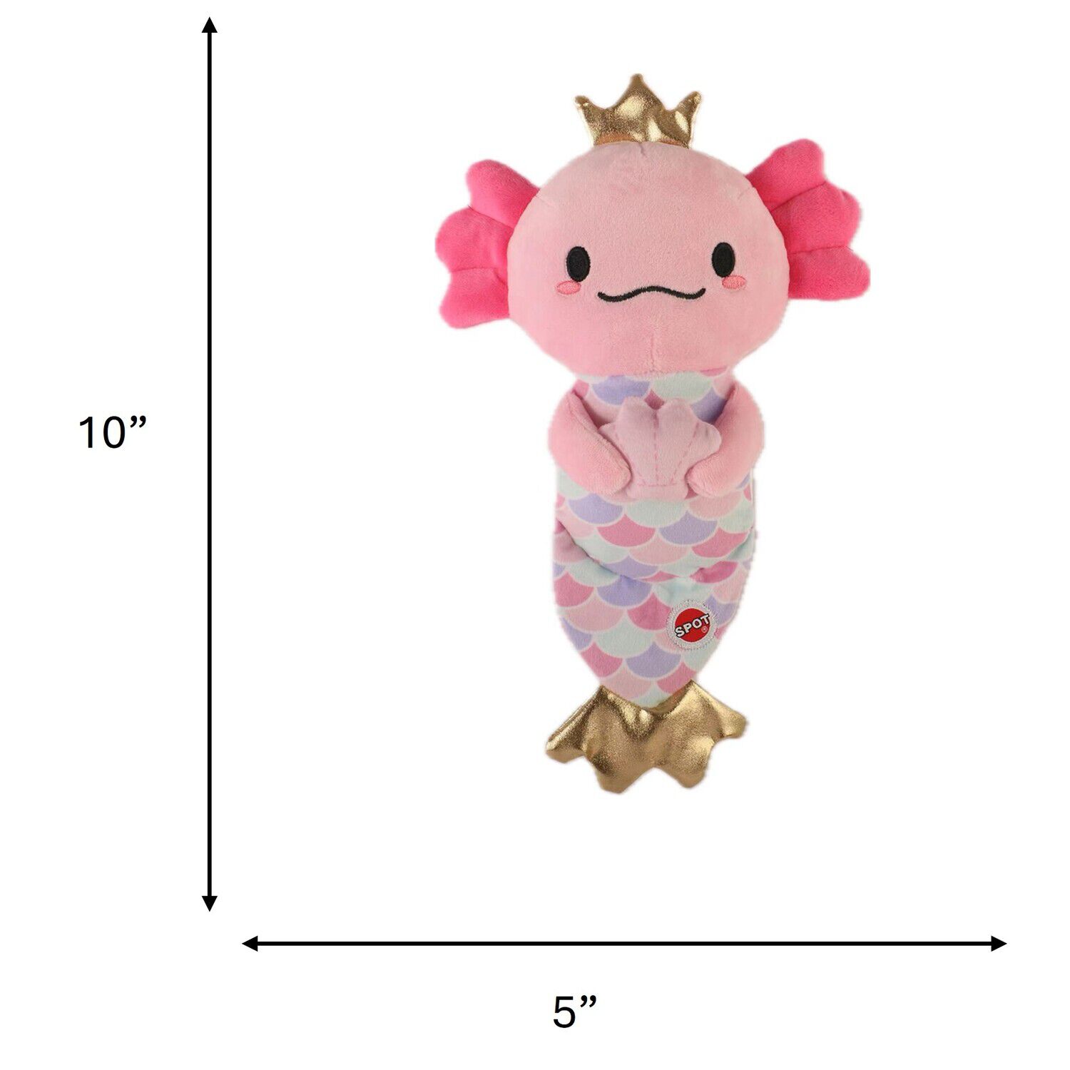 Spot Axolotl Mermaid Plush Squeaky Dog Toy, 10"