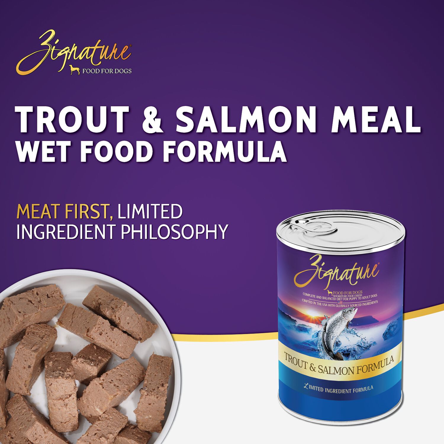 Zignature Trout & Salmon Formula Limited Ingredient Wet Dog Food, 13-Oz