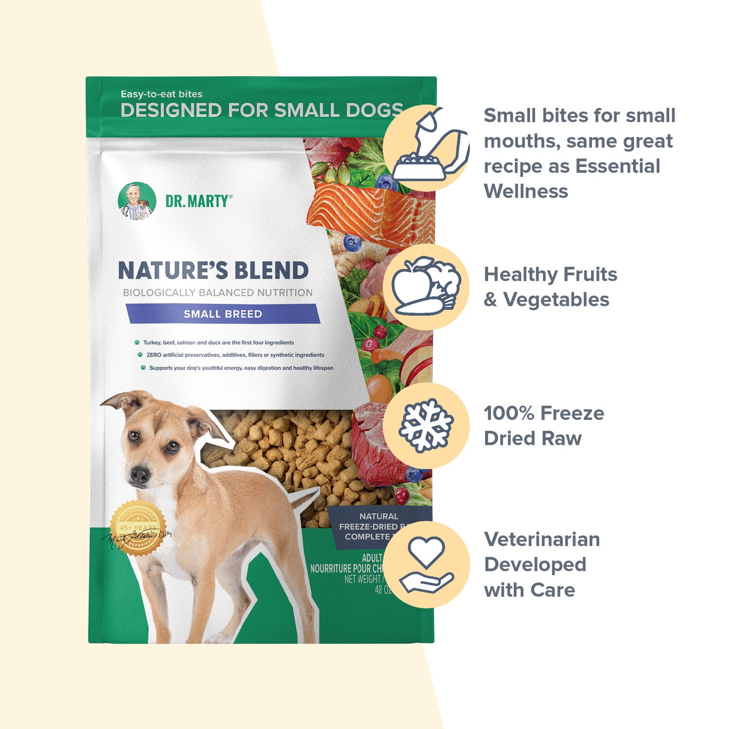 Dr. Marty Nature's Blend Small Breed Freeze-Dried Raw Dog Food, 80Oz