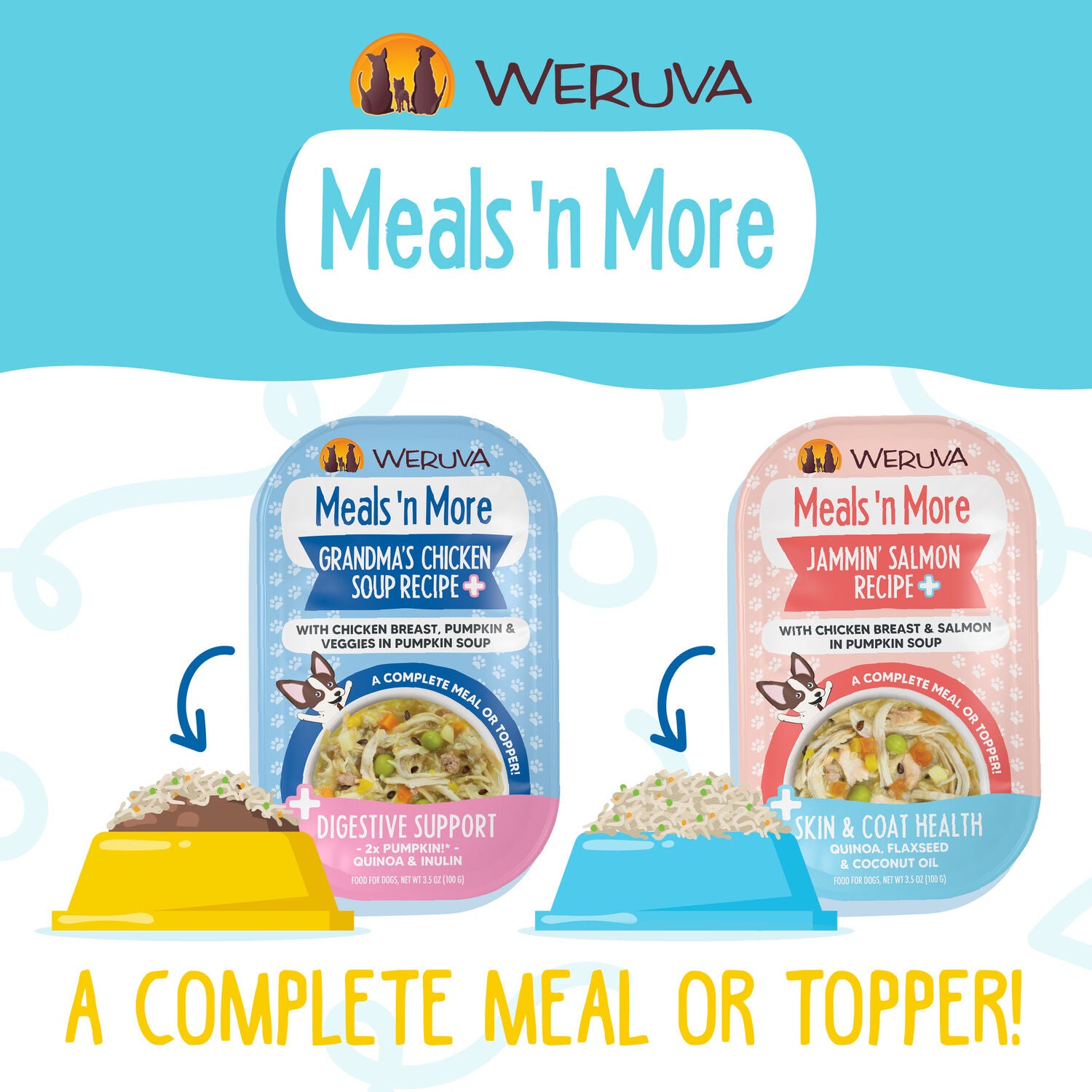 Weruva Dog Meals 'N More Natural Wet Dog Food & Topper Jammin' Salmon Recipe Plus Skin & Coat Health, 3.5-Oz