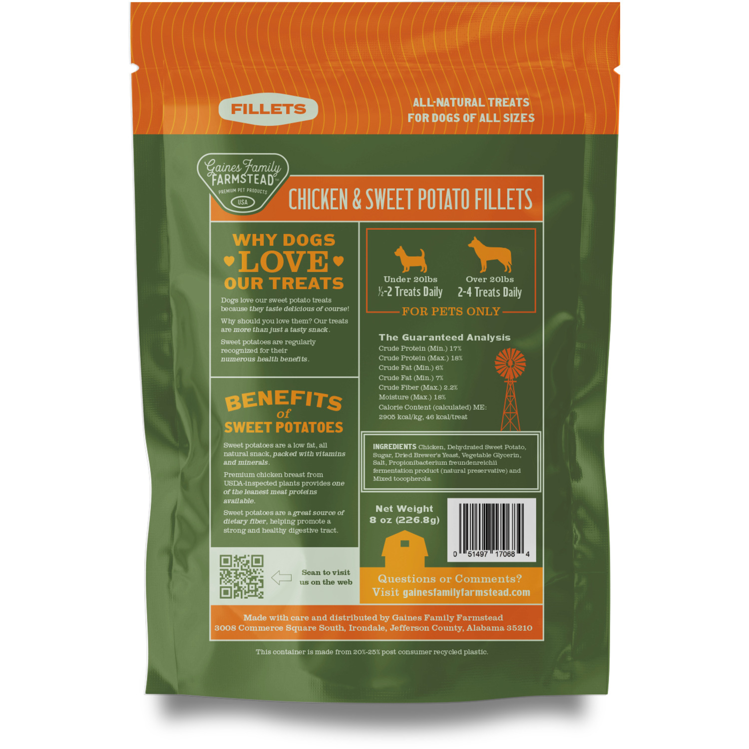 Gaines Family Farmstead Chicken And Sweet Potato Fillets Natural Dog Treats, 8-Oz