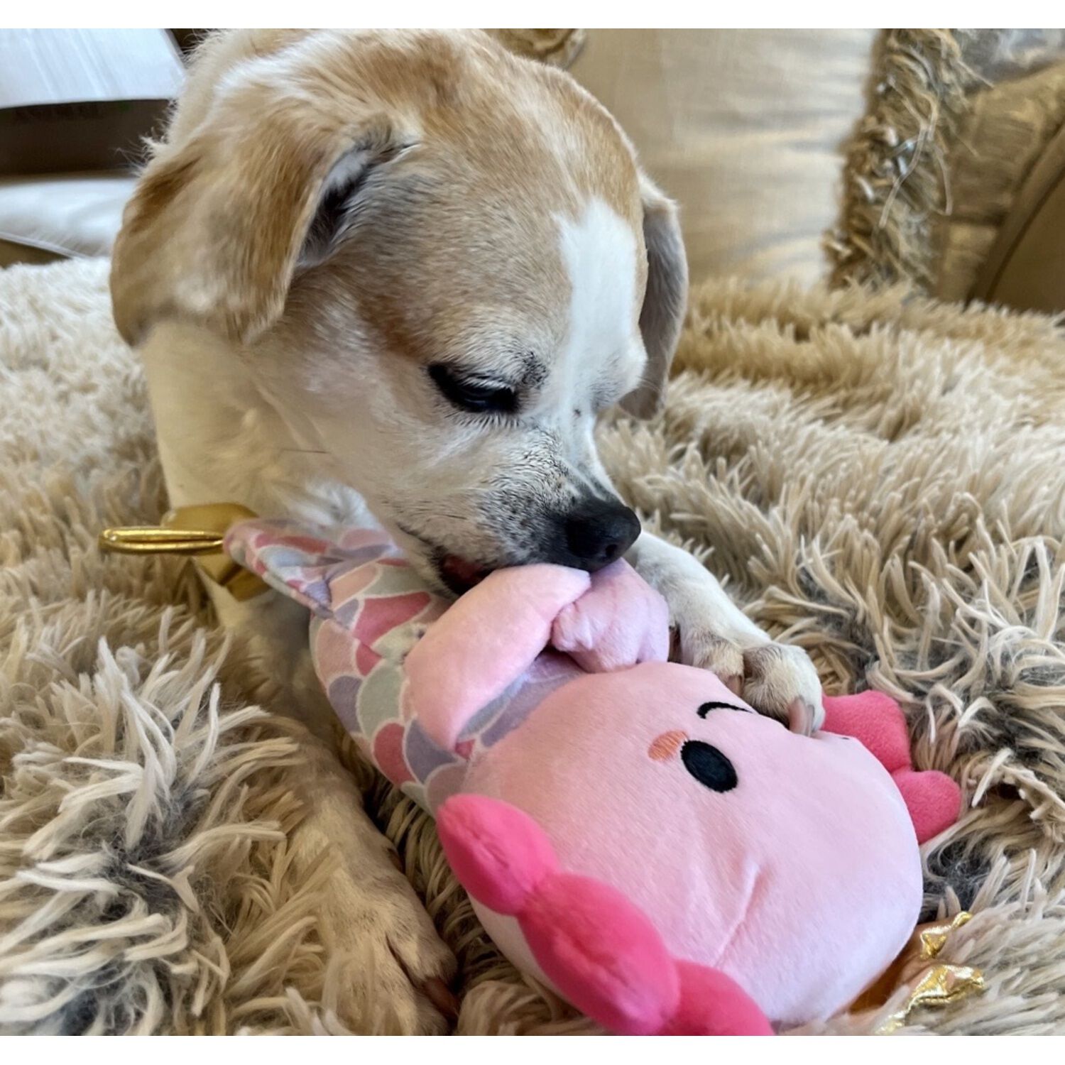 Spot Axolotl Mermaid Plush Squeaky Dog Toy, 10"