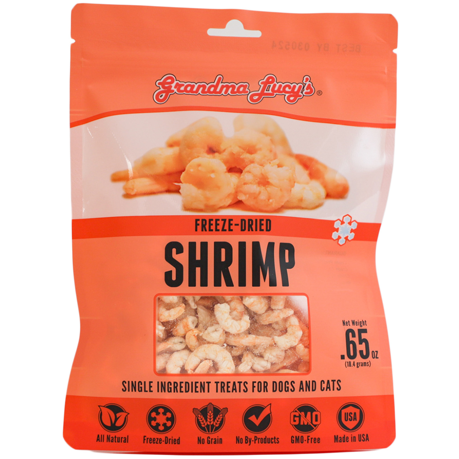 Grandma Lucy's Single-Ingredient Freeze-Dried Dog Treats, Shrimp, 0.65-Oz