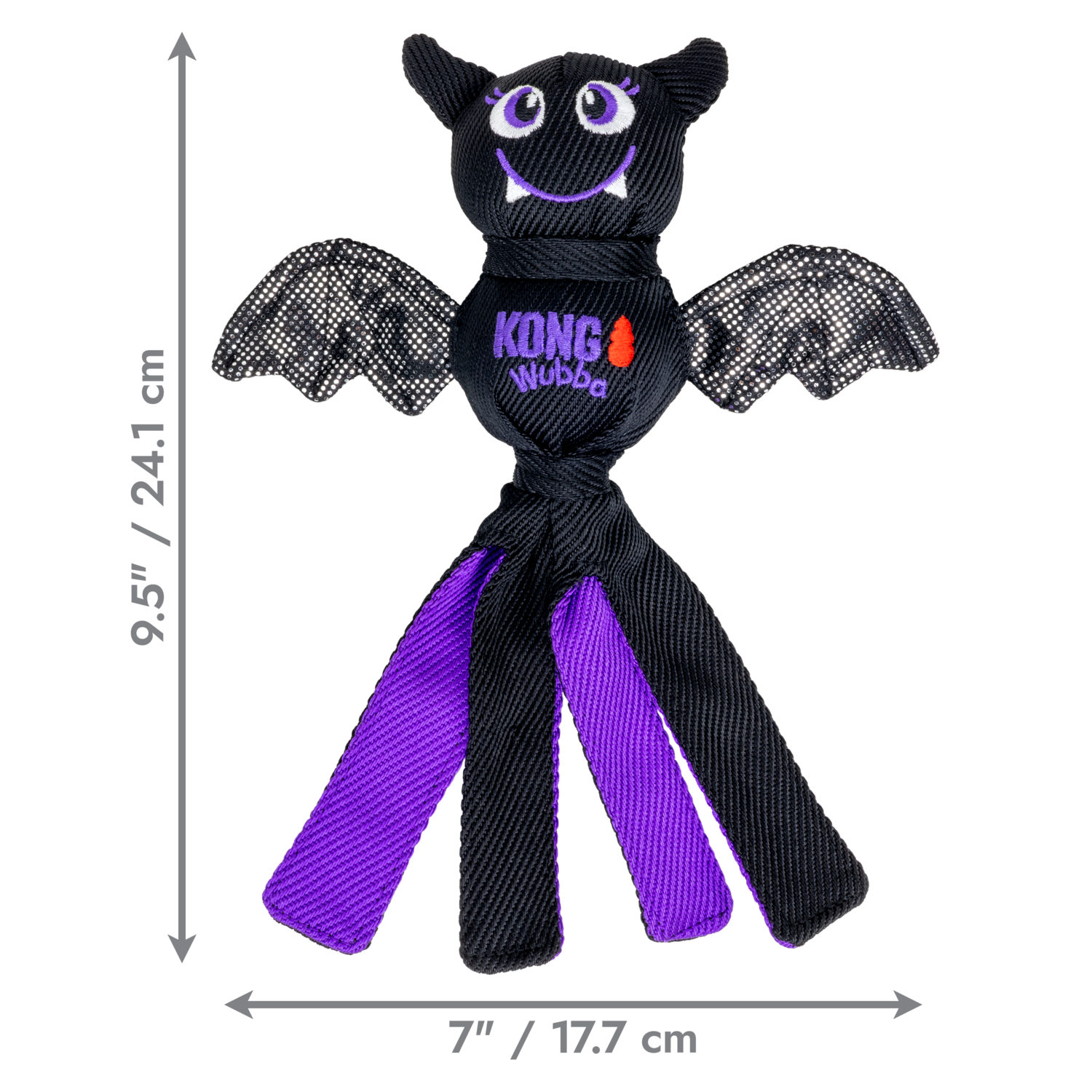 Kong Halloween Wubba Ballistic Bat Squeaky Tug Dog Toy, Purple, Small