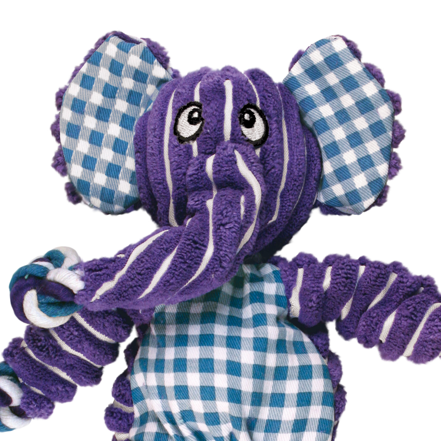 Kong Floppy Knots Elephant Plush Squeaky Dog Toy With Internal Ropes For Tug, 14.25"