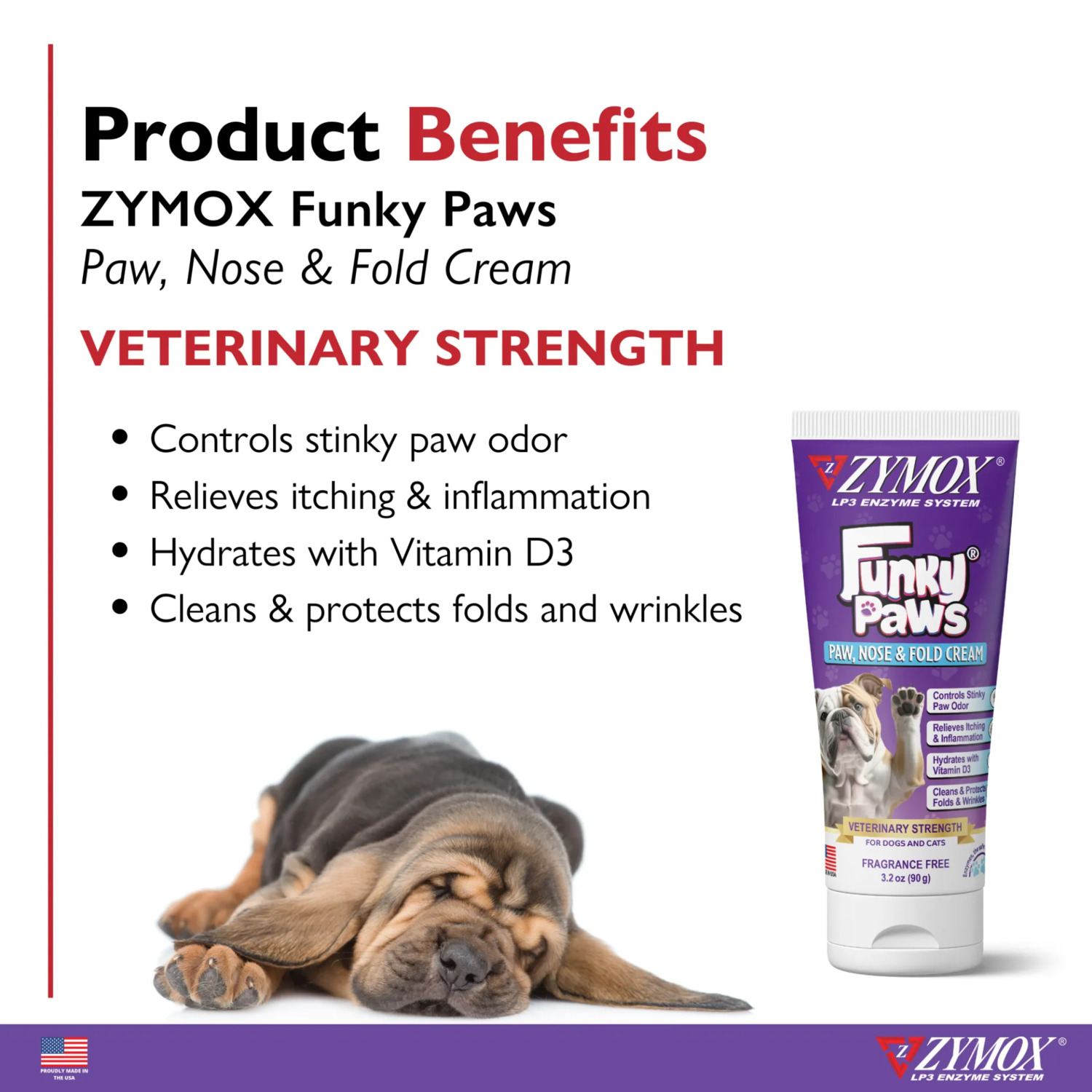 Zymox Funky Paws Dog & Cat Paw, Nose, & Fold Cream, 3.2-Oz
