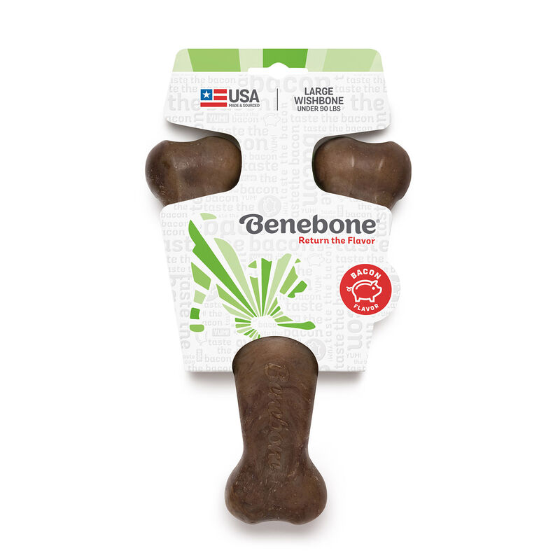 Benebone Bacon Wishbone Durable Dog Chew Toy