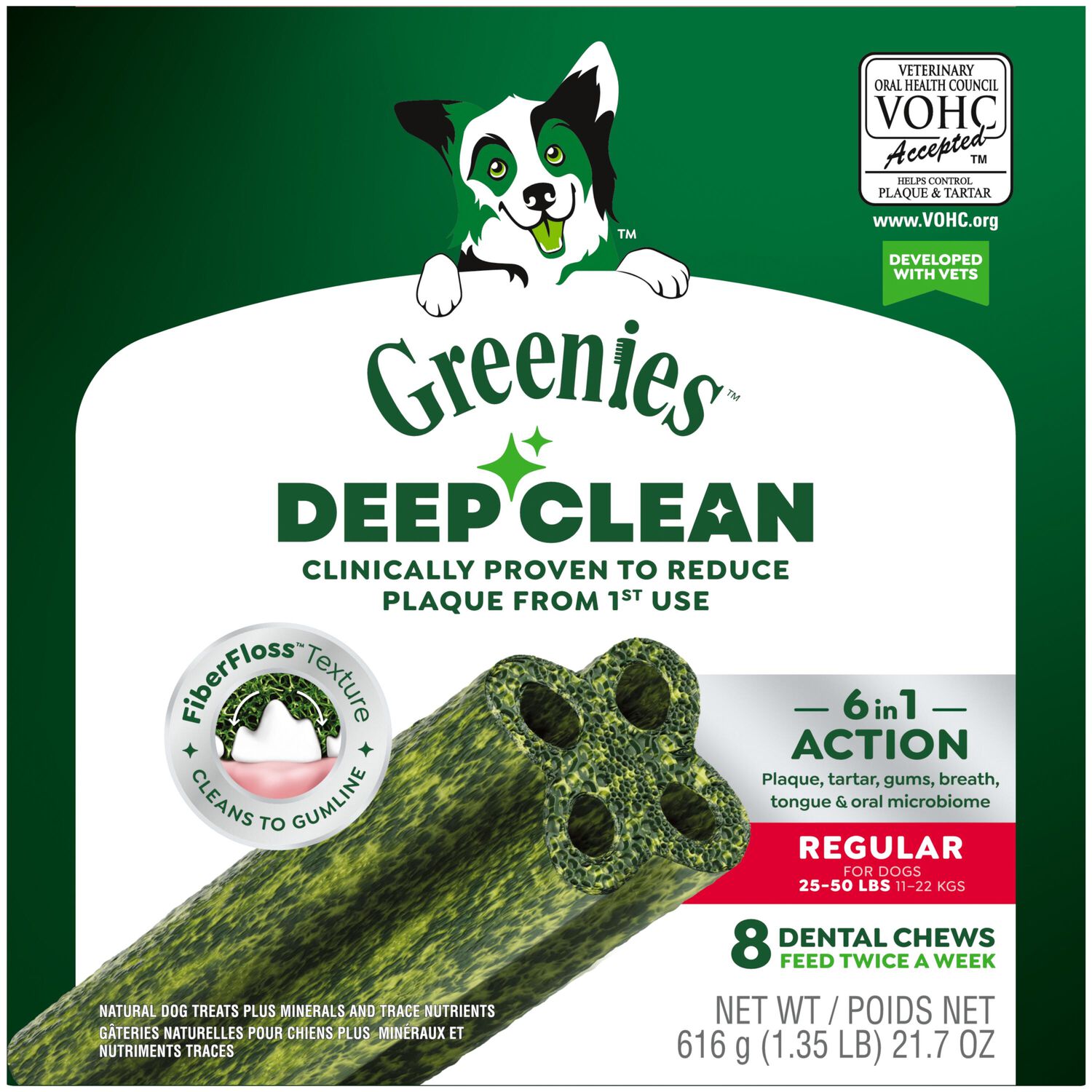Greenies Deep Clean Original Flavor Regular Size Dental Dog Treats, 5.64 Oz, 2 Count
