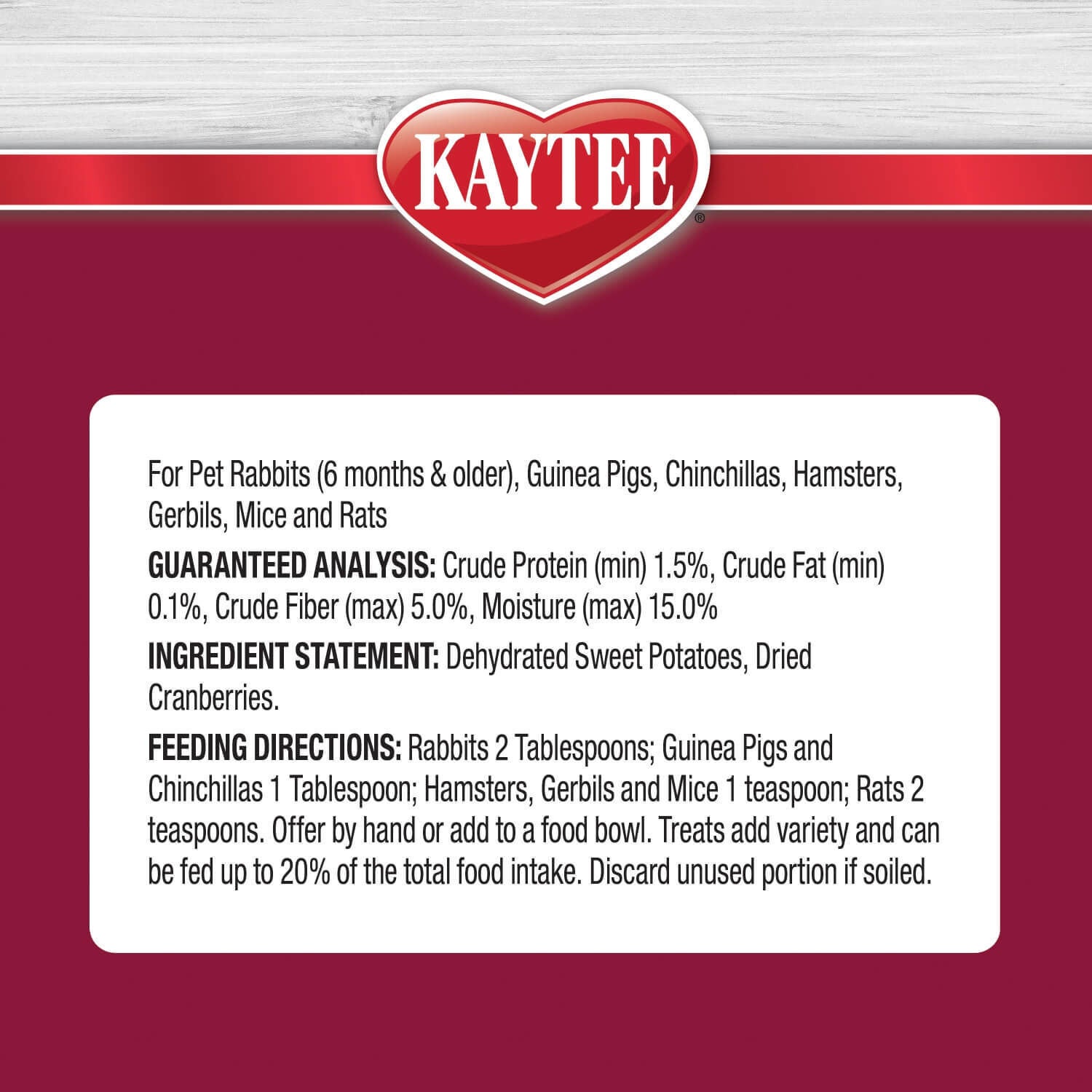 Kaytee Natural Snack With Superfoods, Sweet Potato & Cranberry
