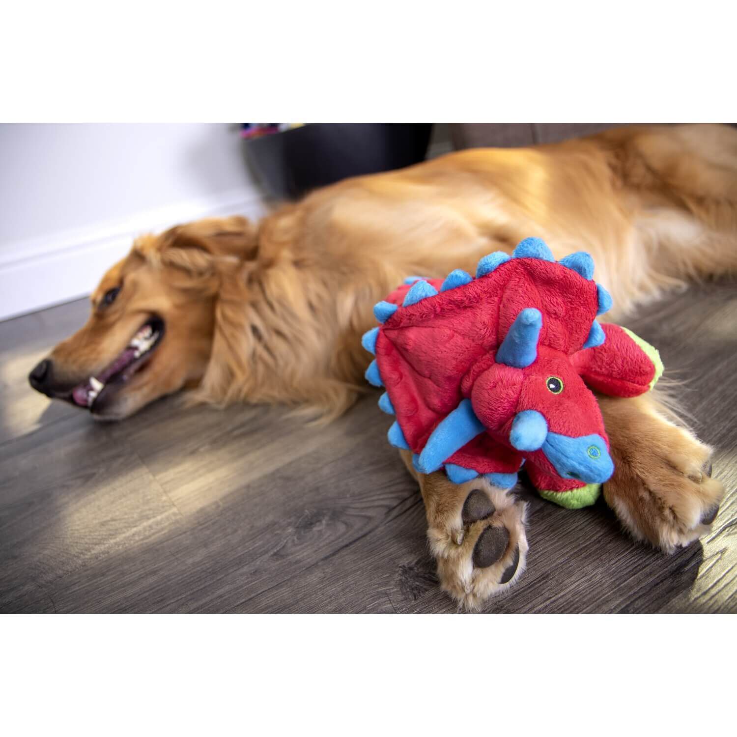 Godog Dinos Frills Squeaky Plush Dog Toy
