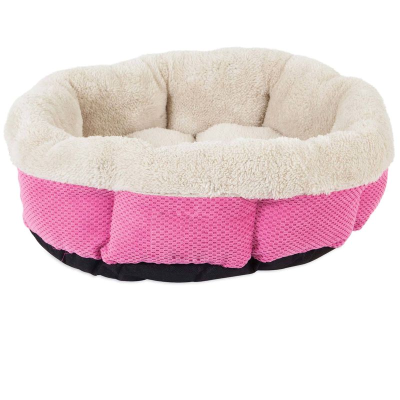 Mod Chic Shearling Round Bed - Pink