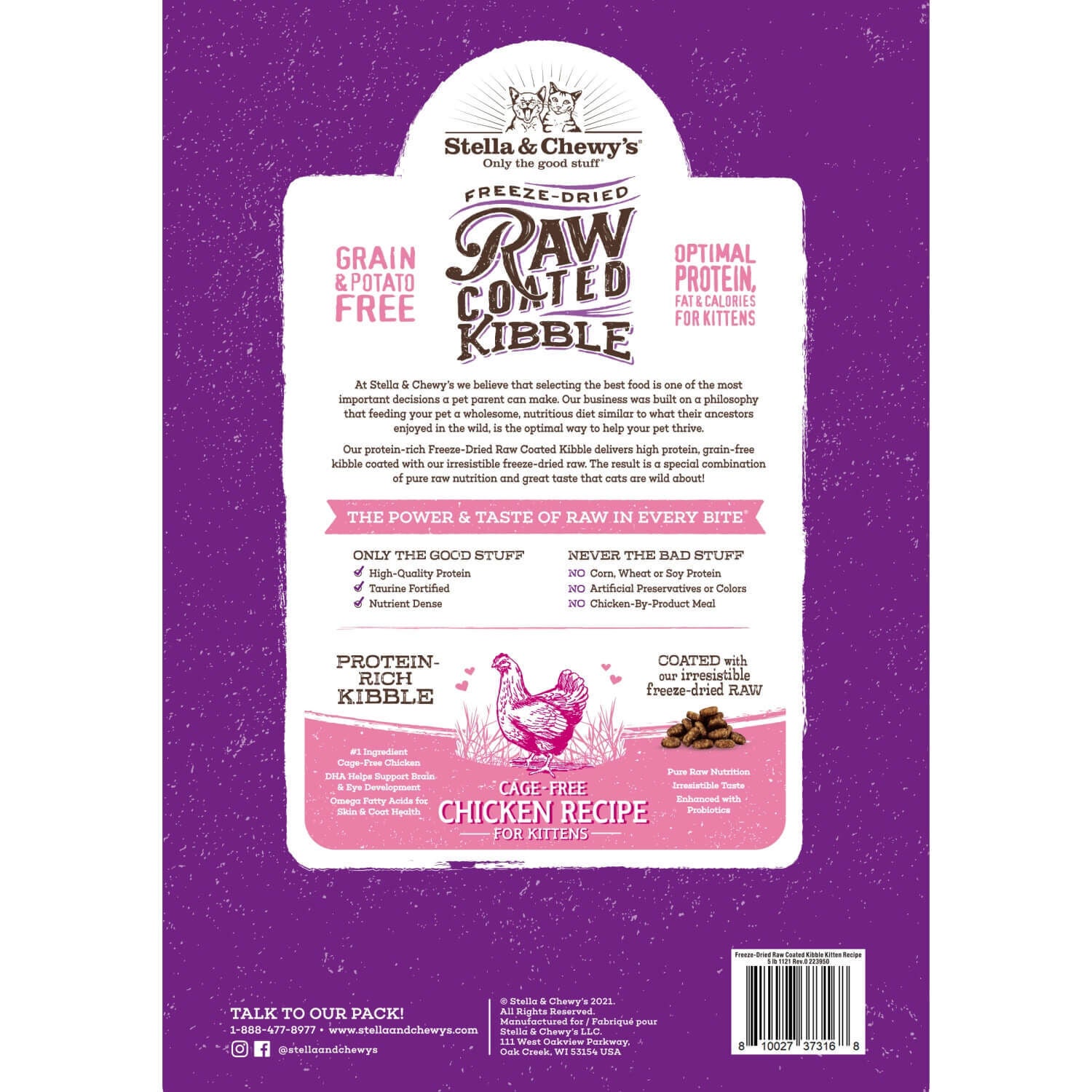 Stella & Chewy's Raw Coated Kitten Cage-Free Chicken Recipe Dry Cat Food