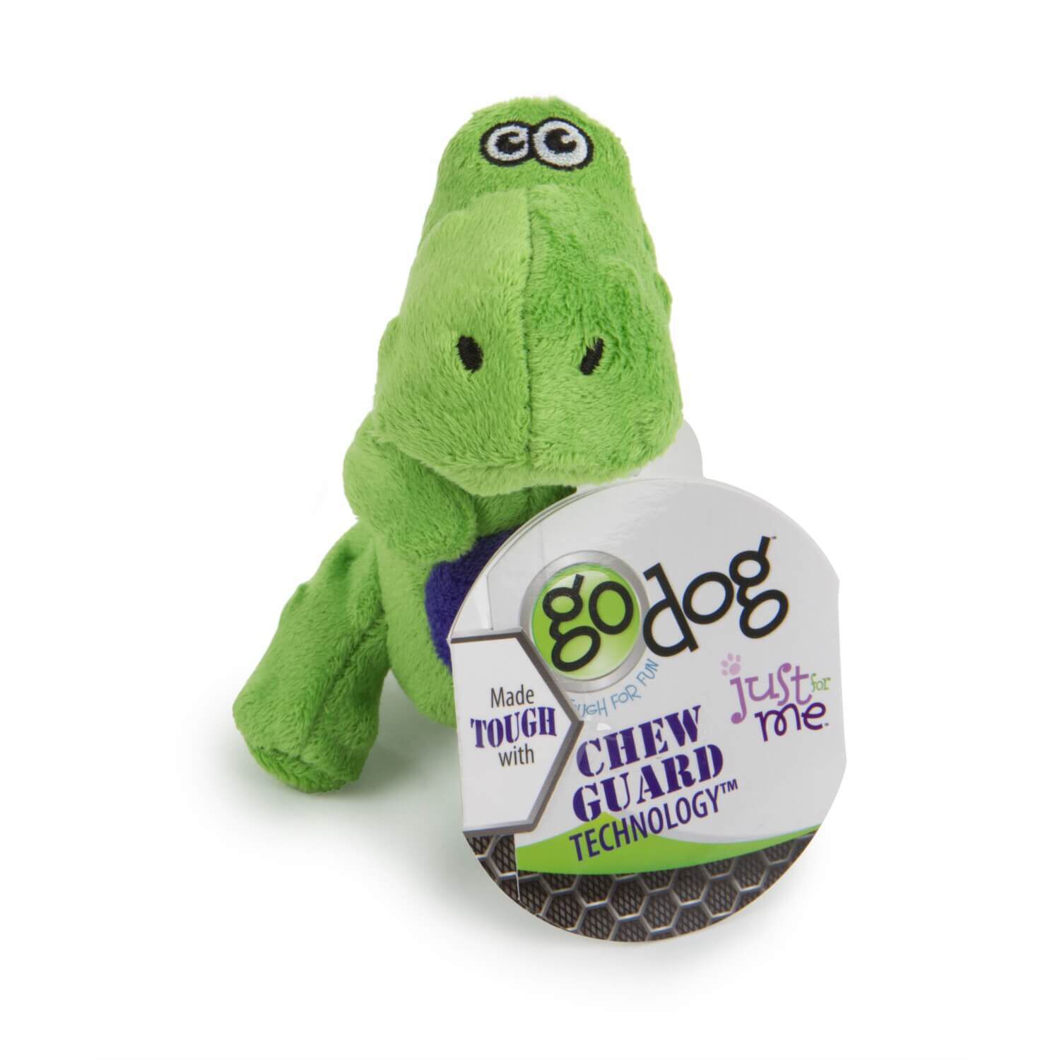 Godog Dinos T-Rex Just For Me Squeaky Plush Dog Toy - Green Mini