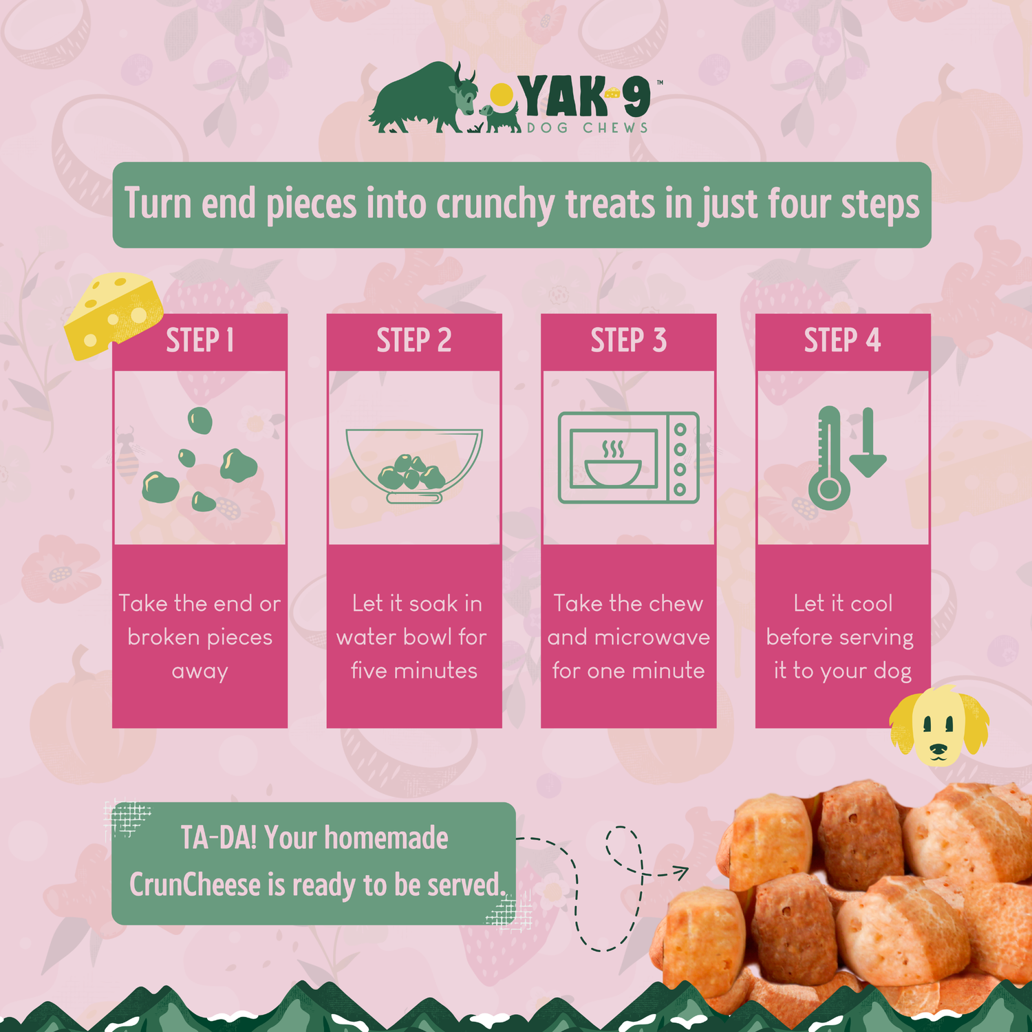 Yak9 Chews Natural Yak Cheese Chews Dog Treats, Pumpkin, Small, 3-Pack