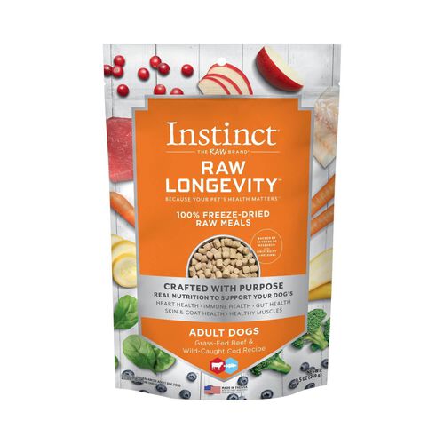 Instinct® Raw Longevity™ 100% Freeze Dried Raw Meals Grass Fed Beef & Wild Caught Cod Recipe For Dogs