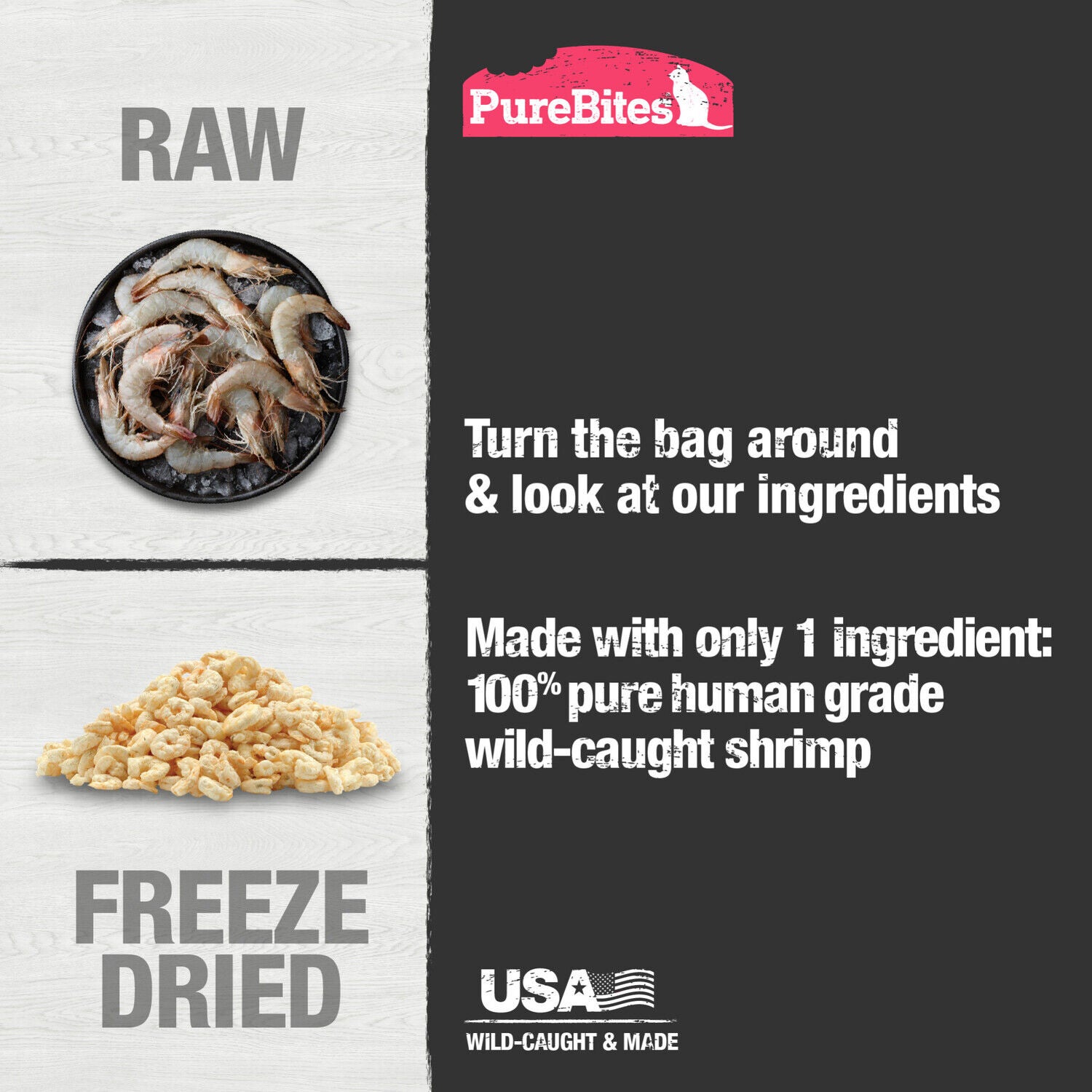 Purebites Shrimp Freeze Dried Cat Treats, 1 Ingredient, Made In Usa, 0.38Oz