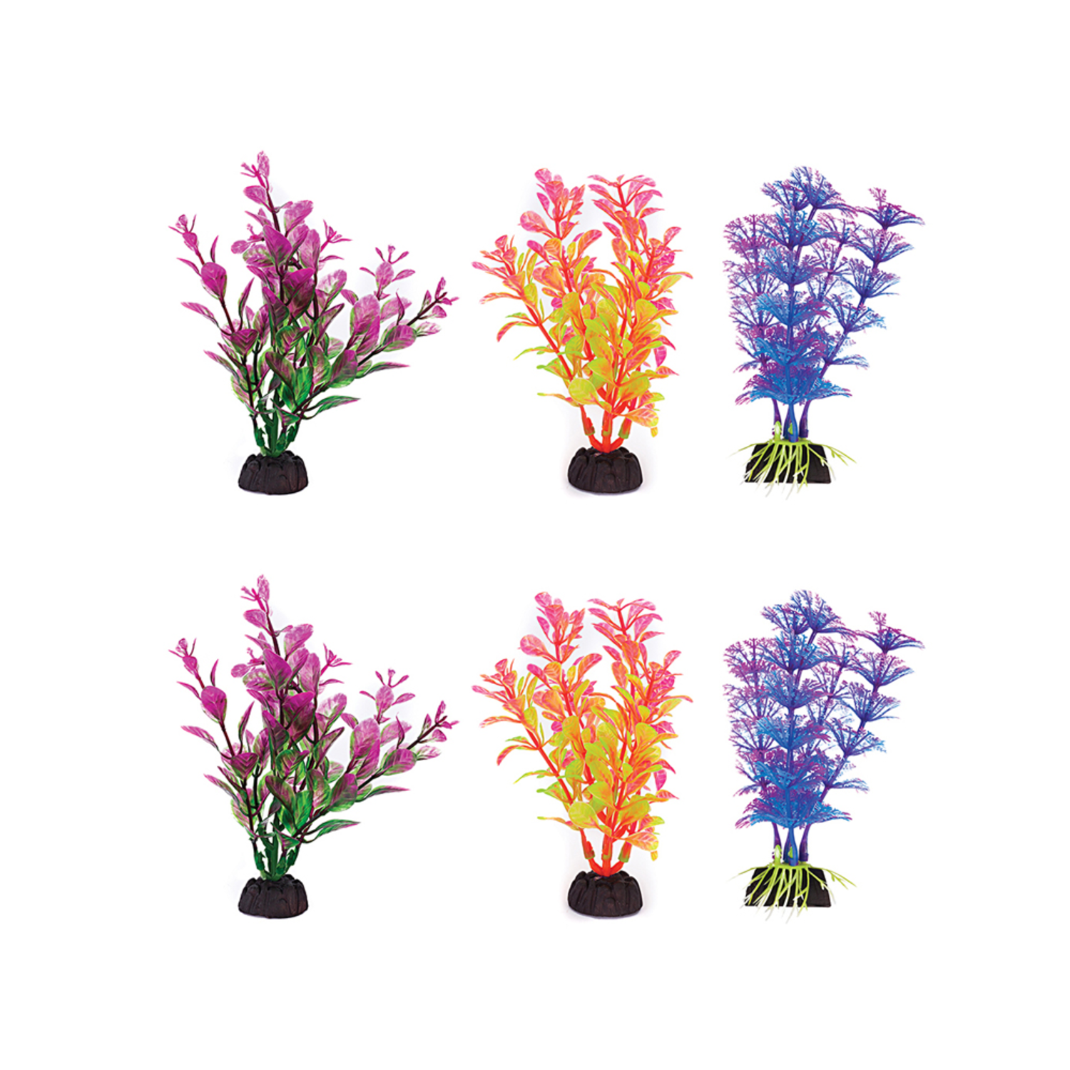 Penn Plax Colorful Aquarium Plastic Plant Pack, 4-Inch