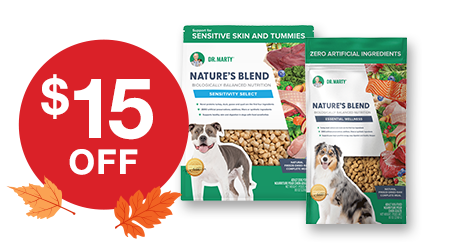 $15 Off Dr. Marty Freeze-Dried Dog Food 80 oz. bags