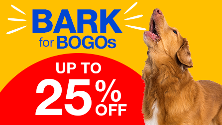 Bark for BOGOs up to 50% off with dog barking