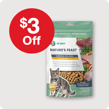 $3 Off Dr. Marty Cat Food  5.5 oz. bags