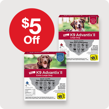 $5 Off K9 Advantix Flea and Tick Treatment 4 pk.