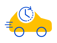 Car with timer yellow icon