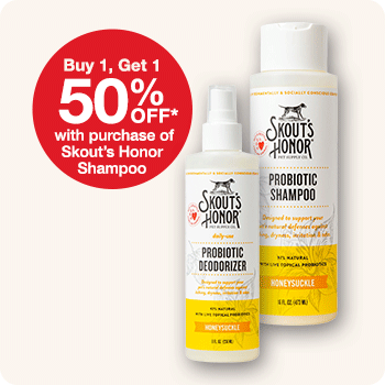 Buy 1, Get 1 50% Off* Skout's Honor Detangler or Deodorizer with Purchase of Shampoo 
