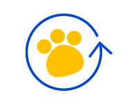 yellow paw in circle with arrow icon