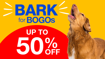 Bark for BOGOs up to 50% off with dog barking
