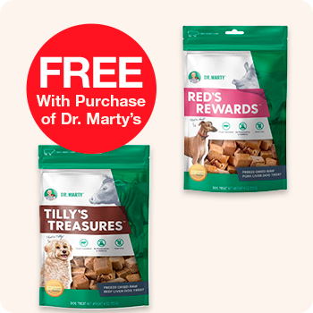 Free gift with purchase of Dr. Mary's Reds Treasures treats.