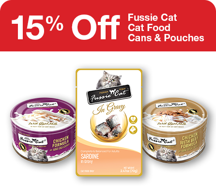 15% Off Fussie Cat Cat Food cans & pouches